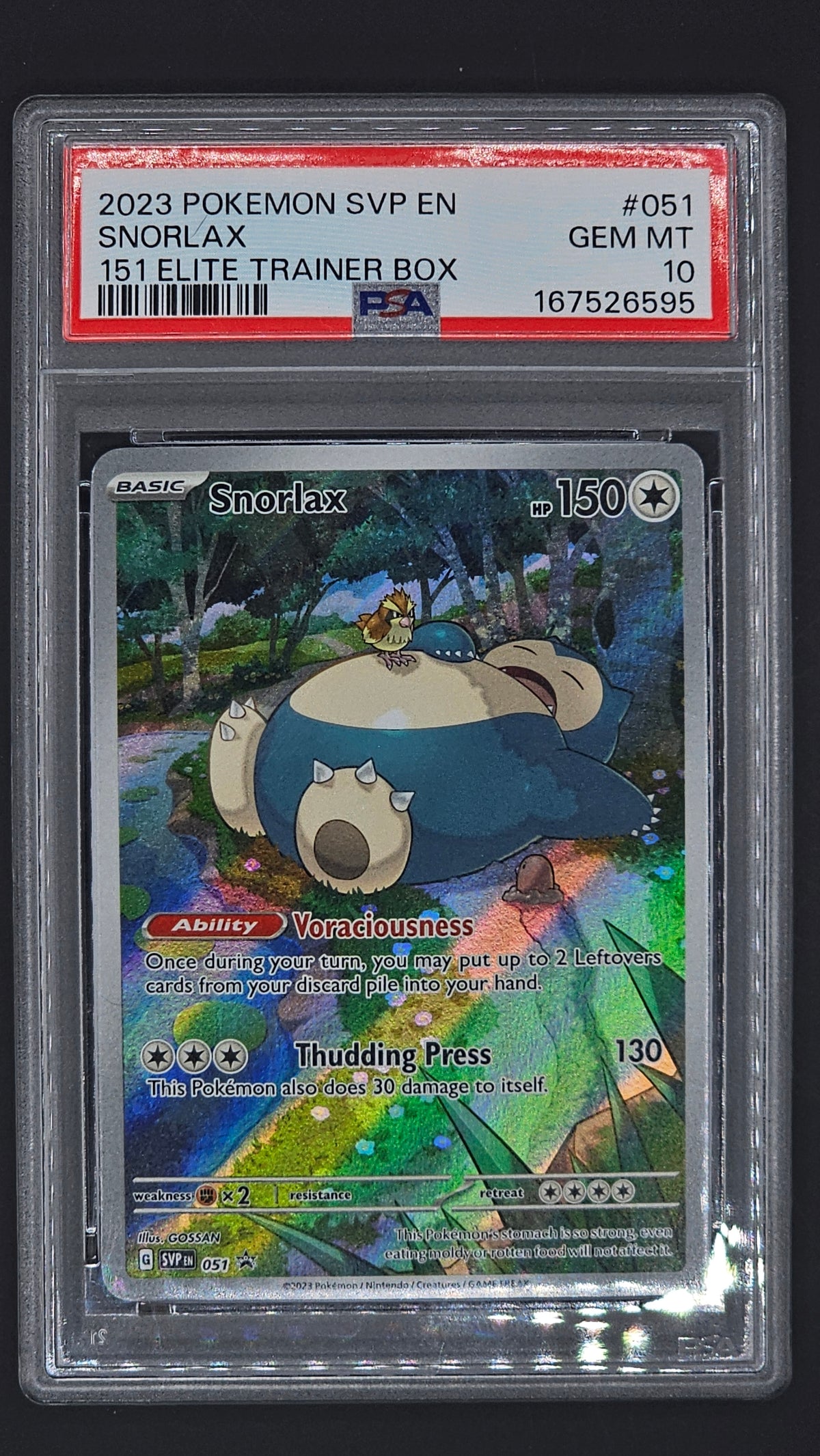 PSA 10 2023 POKEMON SVP EN SNORLAX 151 ETB PROMO